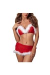 liaddkv Perspective Sexy Fourrure Laine Noël Sexy Coutures Femmes Sous-vêtements Sexy Robe Noël Femme, rouge, XL