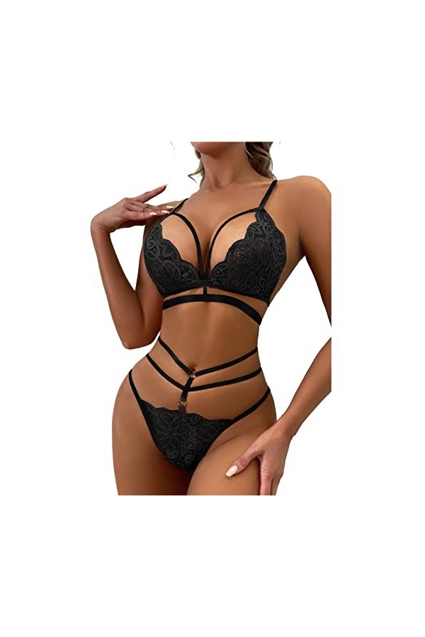 Bluelucon Lingerie sexy pour femme pour le sexe, chemise de nuit sexy en dentelle nuisette résille nuisette nuisette mini rob