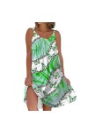 BIISDOST Robe Serrée Courte Sexy Mode Polyvalente Robe à Bretelles Imprimé Rétro pour Femme Robe Floral Élégante, vert, XXXXL
