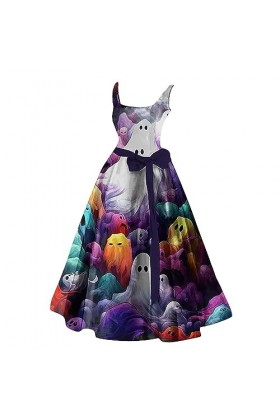 CUTeFiorino Robe noire 44 femmes Halloween Violet Casual Party Sexy Robe sans manches avec col rond Robes de confirmation Ble