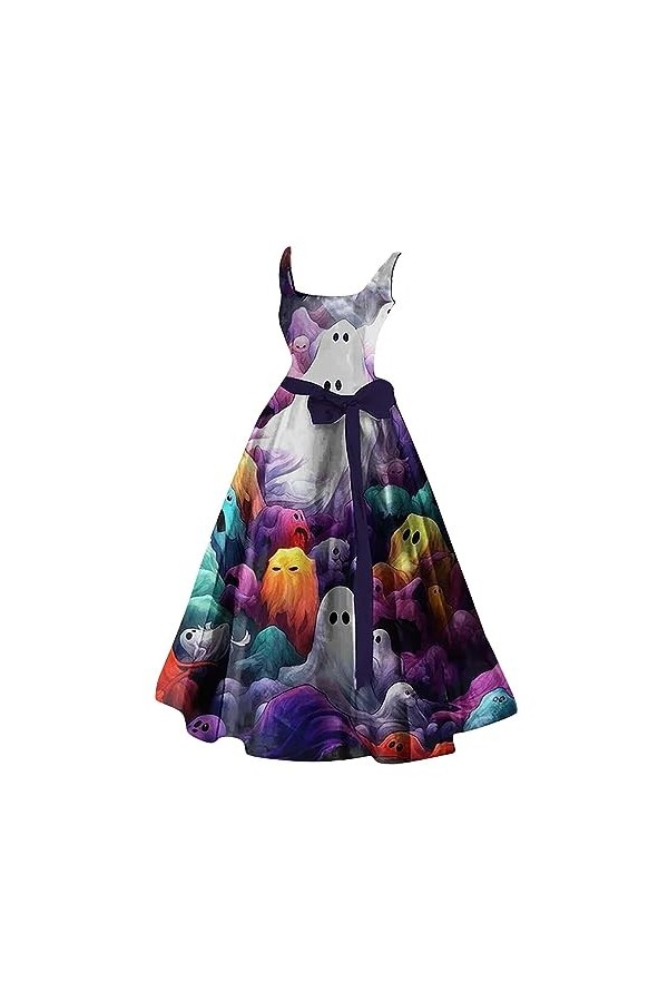 CUTeFiorino Robe noire 44 femmes Halloween Violet Casual Party Sexy Robe sans manches avec col rond Robes de confirmation Ble