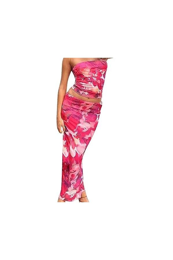 BIISDOST Ensemble de tabliers longs sexy en cuir pour femme avec imprimé en maille, poitrine enveloppée et nombril exposé, ju