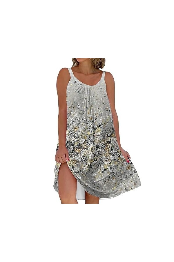 BIISDOST Robe à manches longues pour femme - Sexy - Tendance - Polyvalente - Avec imprimé rétro - Mini robe sexy avec fermetu