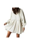 Ruiteh Robe froncée pour Femme - Ourlet asymétrique - Sweat-Shirt - Couleur Unie - Ligne A - Robe décontractée pour Les dépla