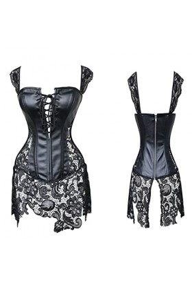 KEMNET Évider Sexy Slim Bustier Pant Corsage Robe Bustier Color : Black, Size : L 