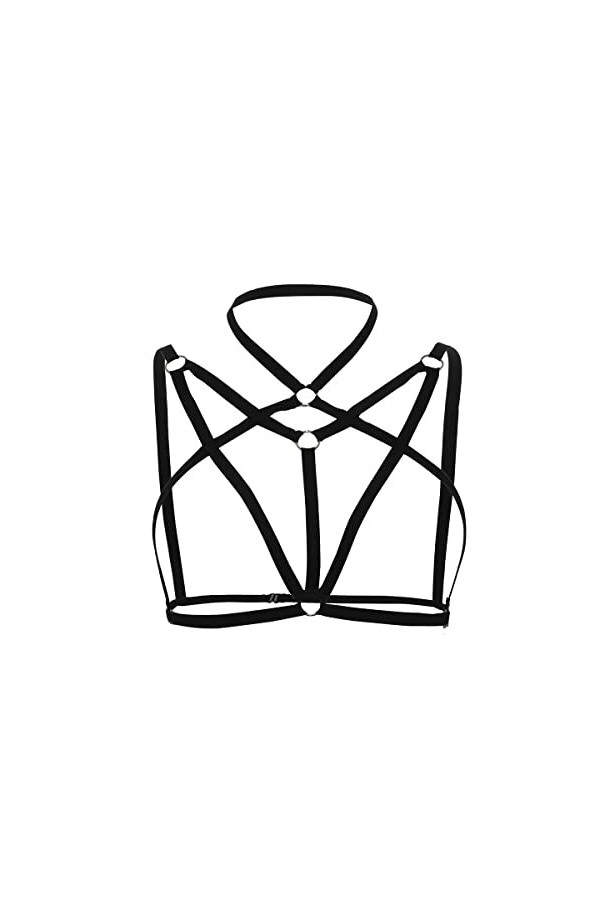 Sttiafay Sexy Barre De Harnais Ouverte Pour Femmes Punk Corps Poitrine Ceinture Bikini Soutien-gorge Multicouche Strappy Body