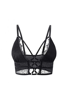 Buitifo Femmes Soutien-Gorge Cross Cils Soutien-Gorge Sexy Top Bralette Buster Underwear Noir-M 