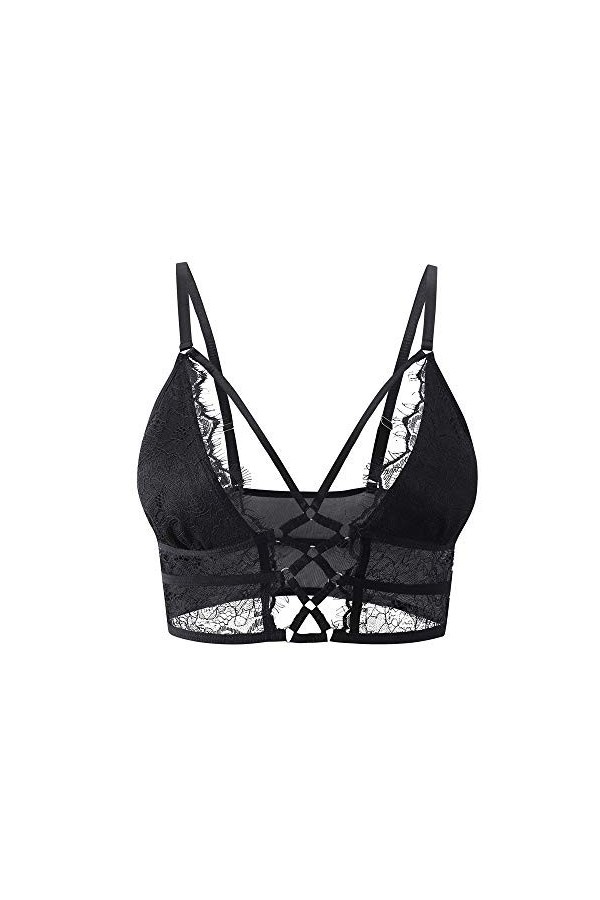 Buitifo Femmes Soutien-Gorge Cross Cils Soutien-Gorge Sexy Top Bralette Buster Underwear Noir-M 