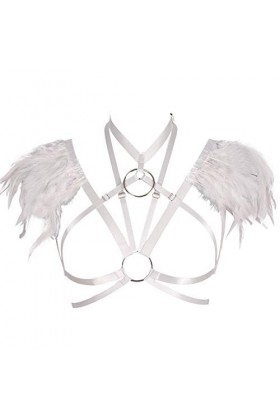 BBOHSS Harnais de Corps en Plumes pour Femmes Soutien-Gorge sous-vêtements épaulettes Ailes de Jour des Femmes Burning Man Ca