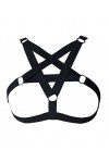 Harnais de Corps Femme Soutien-Gorge Pentacle Cage à Lingerie Gothique Punk Ceinture Festival Rave Sangle Taille Ajustable N