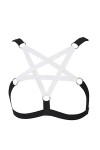 Harnais de Corps Femme Soutien-Gorge Pentacle Cage à Lingerie Gothique Punk Ceinture Festival Rave Sangle Taille Ajustable N