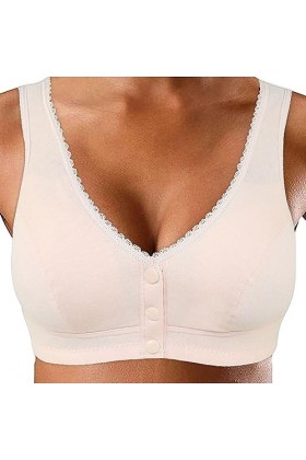 Soutien-gorge pour femme - En coton doux - Sans anneau en acier - Avec boucle sur le devant - Pour femme - Pour les personnes