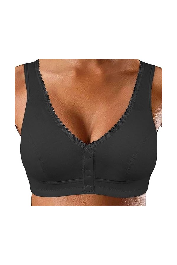 Soutien-gorge pour femme - En coton doux - Sans anneau en acier - Avec boucle sur le devant - Pour femme - Pour les personnes
