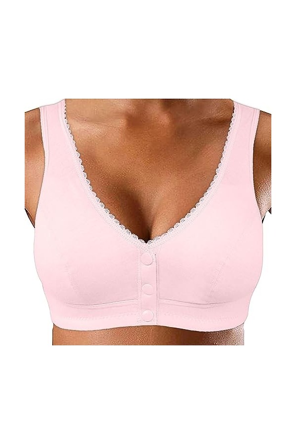 Soutien-gorge pour femme - En coton doux - Sans anneau en acier - Avec boucle sur le devant - Pour femme - Pour les personnes