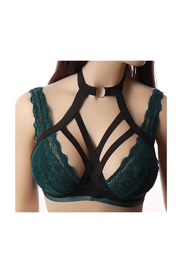 MAMOHSS - Harnais pour femme - Accessoires pour le corps - Élastique - Punk Gothique - Soutien-gorge - Blanc - Taille Unique