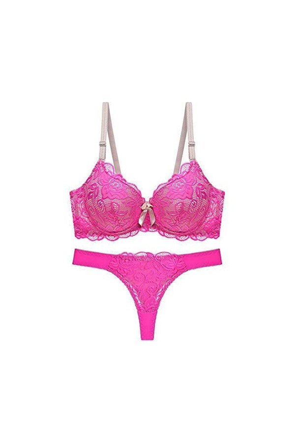 WENJUN Ensemble soutien-gorge sexy grande taille avec soutien-gorge push-up à armatures et string couleur : chair Taille : 9