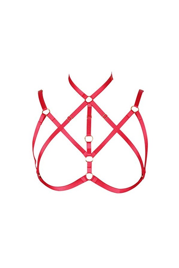 BANSSGOTH Harnais de Corps Femme Soutien-Gorge Gothique Punk Ceinture Cage à Lingerie Festival Rave Taille Ajustable Sangle d