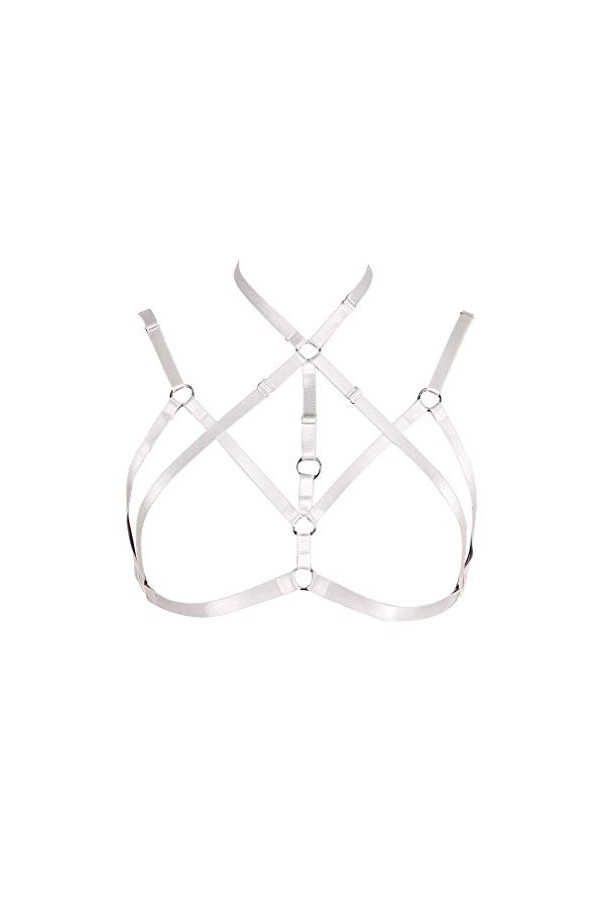 BANSSGOTH Harnais de Corps Femme Soutien-Gorge Gothique Punk Ceinture Cage à Lingerie Festival Rave Taille Ajustable Sangle d