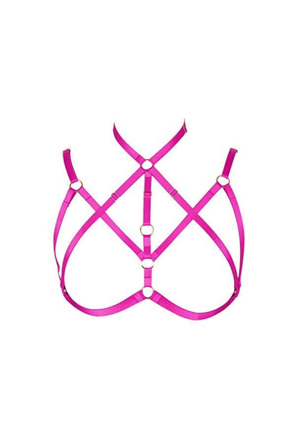 BANSSGOTH Harnais de Corps Femme Soutien-Gorge Gothique Punk Ceinture Cage à Lingerie Festival Rave Taille Ajustable Sangle d