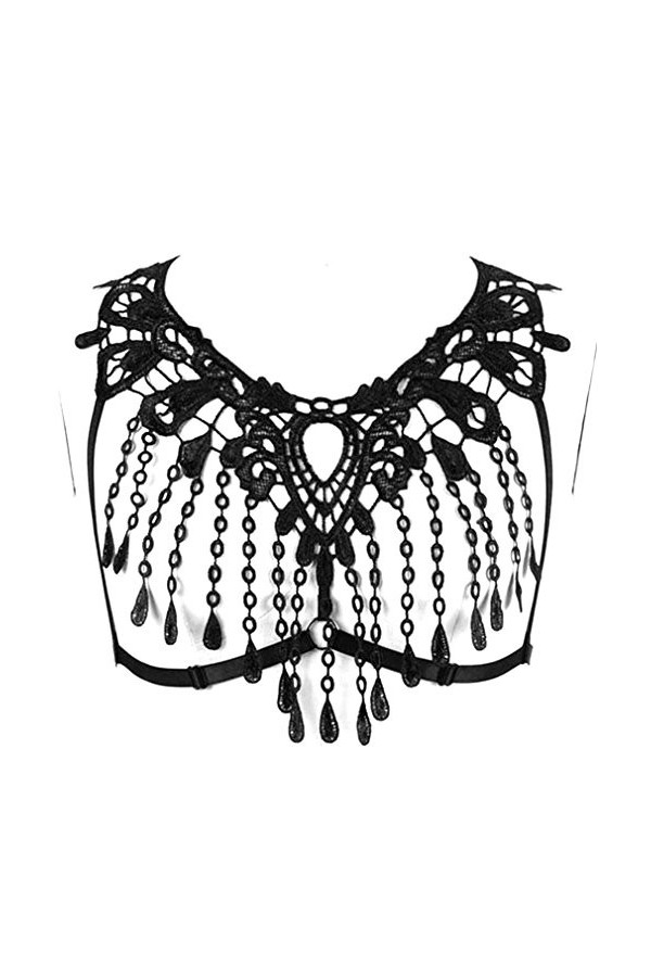 BBOHSS Harnais de Corps de Femme Lingerie Taille de Soutien-Gorge Taille Ajustable Gothique Costume de Danse Noir 