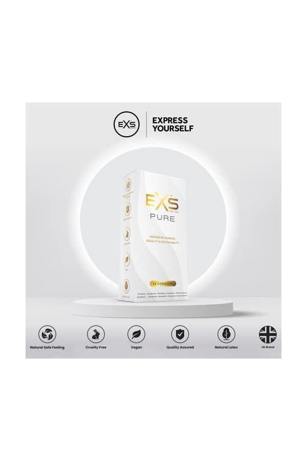 EXS | Pure Flavoured Préservatifs | Latex Naturel & Préservatif Plus Sûr | Végan | Lot de 12