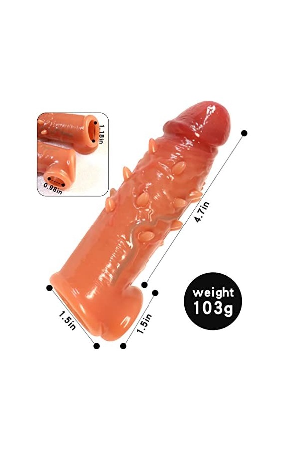 PréServatif DExtension Masculin RéAliste PréServatif Extensible En Silicone ÉPaissir Les PréServatifs à Particules Irritante
