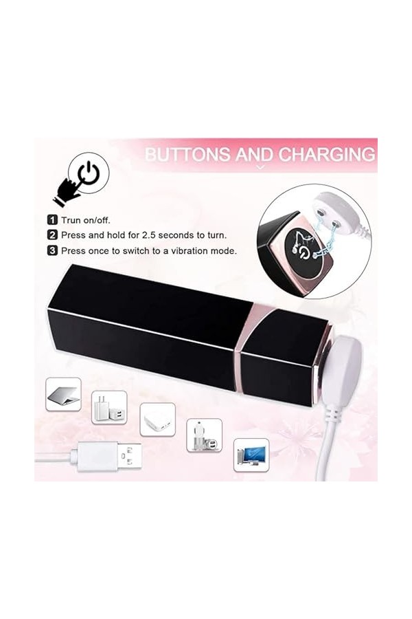 Bullet Lipstick Point Ġ Vibrator Lipstick Shaped Tip with 10 Vibration Modes Discreet Pocket Vîbrộmásséúrs Fẹmînin Discreet Š