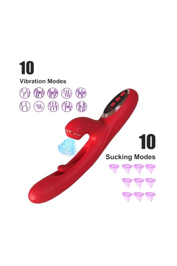 3 EN 1 Vibromasseur Point G Vibromasseurs Feminin Clitoridien 10 Modes de Vibration 10 Modes de Pulsations Stimulateur clitor