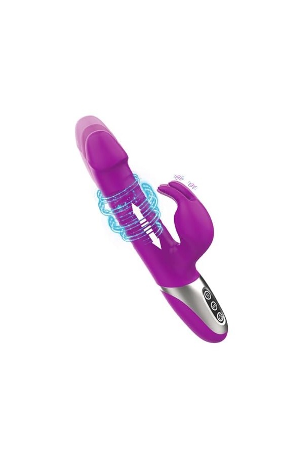 3 EN 1 Vibromasseur Point G Rabbit Vibromasseurs Feminin Clitoridien Gode femme 7 Modes Vibration 7 Modes de Télescopique,Sil