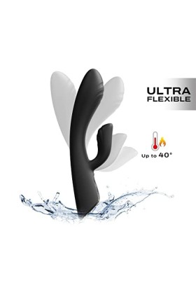 Vibromasseur Flexi Rabbit noir - Vibromasseur point G et clitoris - sextoys rabbit - Vibromasseur chauffant - Vibromasseur ra