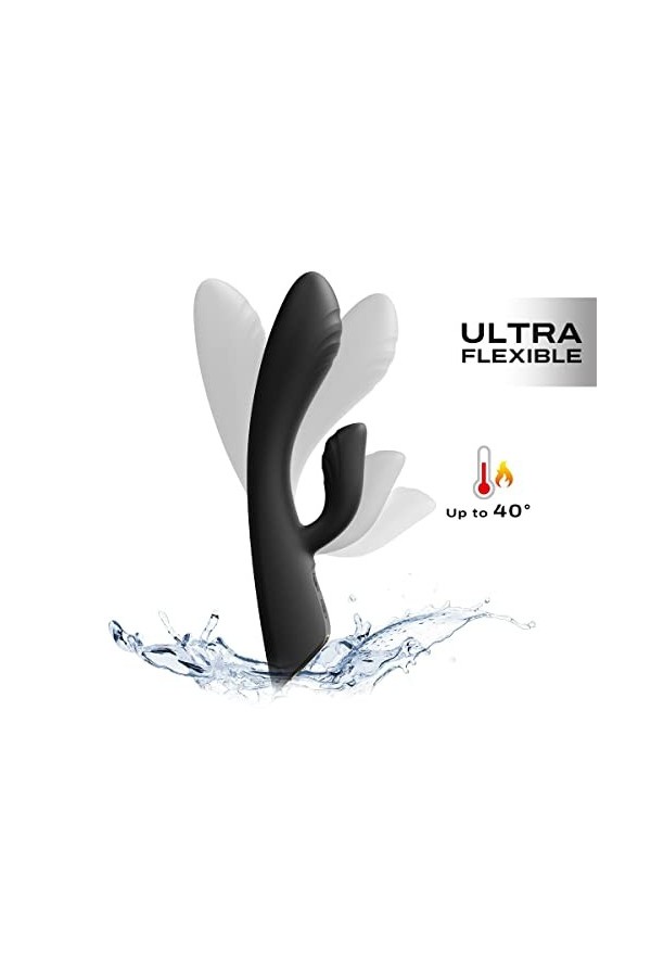 Vibromasseur Flexi Rabbit noir - Vibromasseur point G et clitoris - sextoys rabbit - Vibromasseur chauffant - Vibromasseur ra