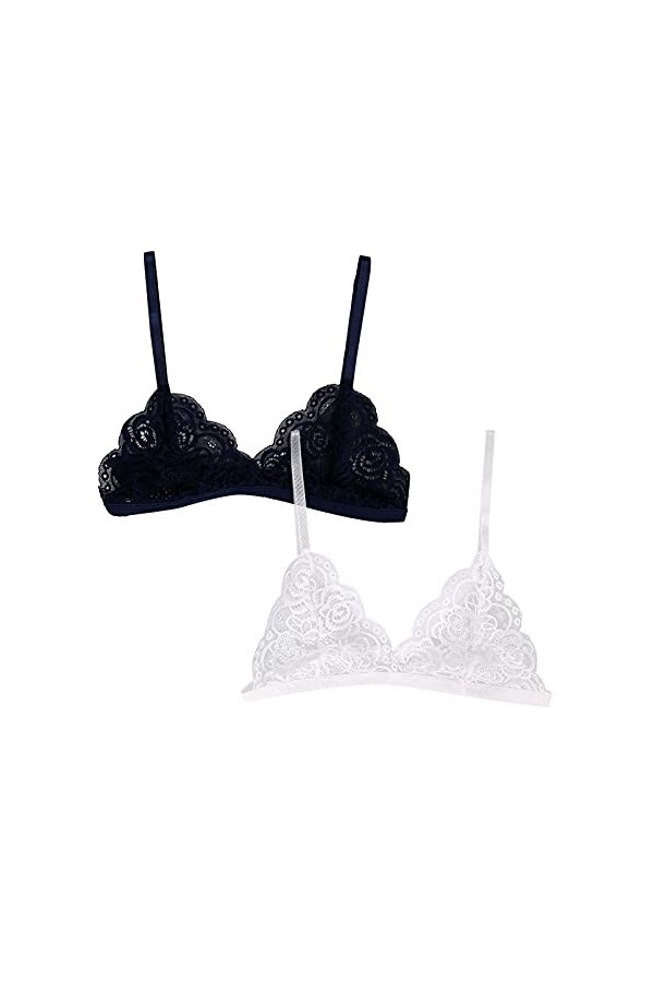 Lingerie jaune fine et charmante pour femme Soutien-gorge en dentelle française avec A Bandage Lingerie, d, taille unique