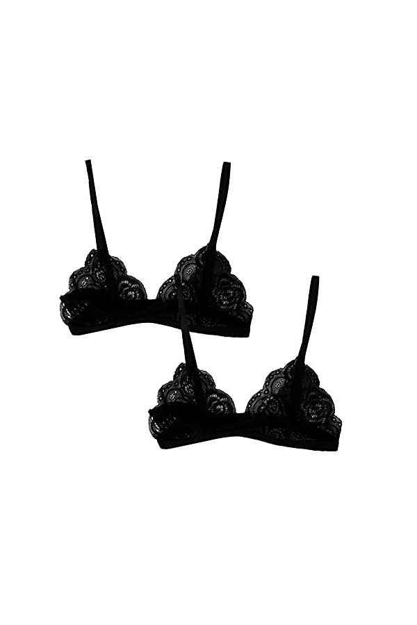 Lingerie jaune fine et charmante pour femme Soutien-gorge en dentelle française avec A Bandage Lingerie, d, taille unique