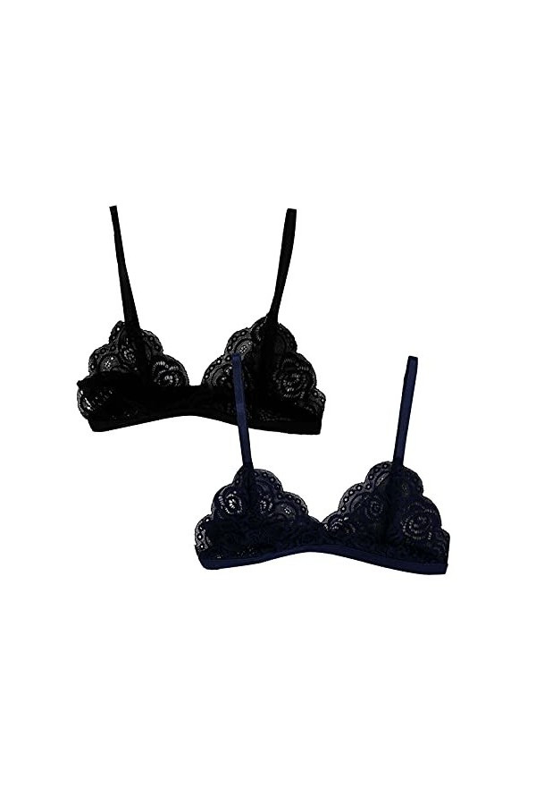 Lingerie jaune fine et charmante pour femme Soutien-gorge en dentelle française avec A Bandage Lingerie, d, taille unique