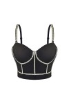 Coton Noir avec Perles Argentées Soutien-Gorge Push Up sans Bretelles Bralette Croptop Bustier Soutiens-Gorge Sexy pour Femme