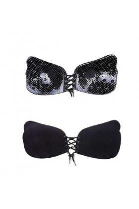 Sous-poitrine Lingerie sans bretelles Soutien-gorge push-up invisible en silicone Sous-vêtements sexy pour femme, Noir , tail