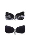 Sous-poitrine Lingerie sans bretelles Soutien-gorge push-up invisible en silicone Sous-vêtements sexy pour femme, Noir , tail
