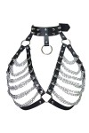 Harnais de poitrine en cuir pour femme, soutien-gorge en métal, chaîne à rivets punk, gothiques, hauts, bretelles, festival, 