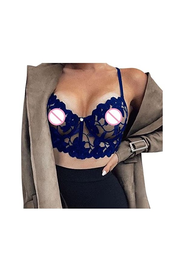 Générique Bralette Femme Sexy, Camisole De Lingerie en avec Col V De Taille Supérieure Harnais Intégral Body Sexy Érotique Ro