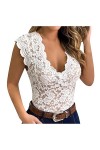 Générique Bustier Femme Sexy, Casual Slim Solid Lace V-Neck Sexy Erotic Lingerie Tank Top Soutien Gorge Transparente Soutiens