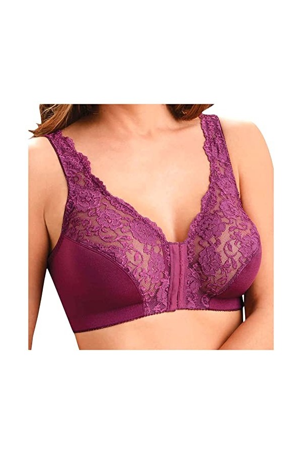 Générique Body Sexy, Femme Nuit New Front Button Breathable Skin-Friendly Bras Comfortable High Impact Plus Size Bra Soutien