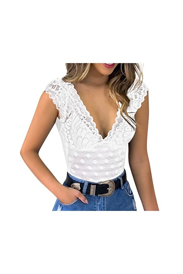 Générique Body Sexy, Femmes Casual Slim Solid Lace V-Neck Femme Sexy Erotic Lingerie Tank Top Redresse Sein Armature Soutien 