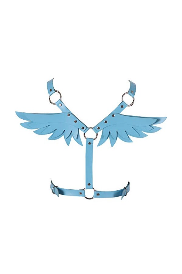 Harnais en cuir pour femme - Soutien-gorge - Ailes de poitrine - Costume punk gothique - Accessoire de robe réglable, noir b,