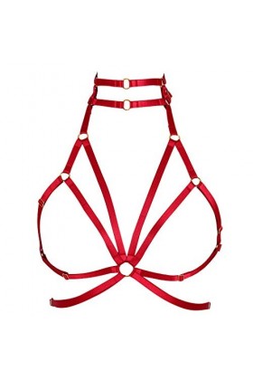 BANSSGOTH Harnais de corps femme Soutien-Gorge Gothique punk ceinture Cage à lingerie Taille ajustable Sangle de poitrine Fes