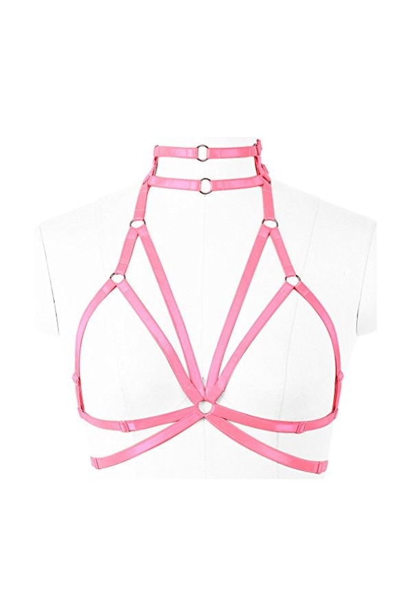 BANSSGOTH Harnais de corps femme Soutien-Gorge Gothique punk ceinture Cage à lingerie Taille ajustable Sangle de poitrine Fes