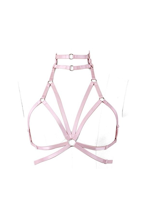 BANSSGOTH Harnais de corps femme Soutien-Gorge Gothique punk ceinture Cage à lingerie Taille ajustable Sangle de poitrine Fes