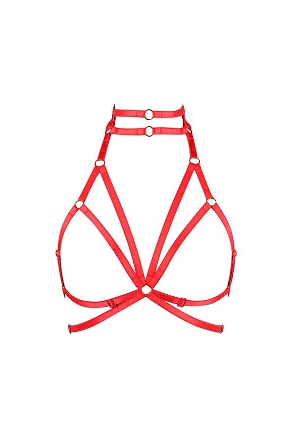 BANSSGOTH Harnais de corps femme Soutien-Gorge Gothique punk ceinture Cage à lingerie Taille ajustable Sangle de poitrine Fes