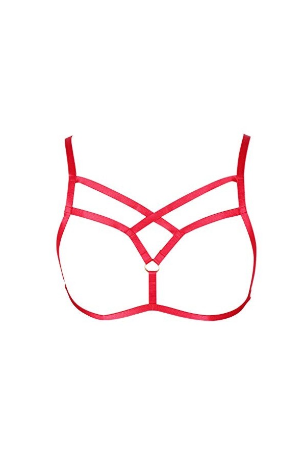BANSSGOTH Harnais de Corps Femme Soutien-Gorge Punk Gothique Ceinture Cage à Lingerie Taille Ajustable Sangle de Poitrine Fes