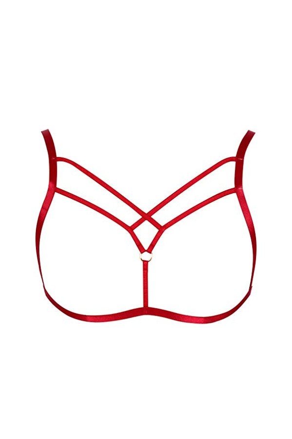 BANSSGOTH Harnais de Corps Femme Soutien-Gorge Punk Gothique Ceinture Cage à Lingerie Taille Ajustable Sangle de Poitrine Fes