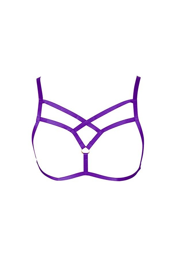 BANSSGOTH Harnais de Corps Femme Soutien-Gorge Punk Gothique Ceinture Cage à Lingerie Taille Ajustable Sangle de Poitrine Fes